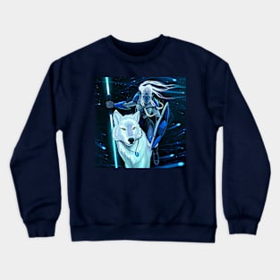 Elf with white wolf Crewneck Sweatshirt